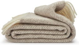 Plaid Visgraat Beige- Lichtbruin (Hazel) - 150x183 - Nieuw Wol - Tweedmill UK