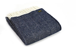 Plaid Visgraat Blauw - 150x183 - Nieuw Wol - Tweedmill UK