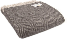 Plaid Visgraat Donkergrijs en Lichtgrijs - 150x183 - Nieuw Wol - Tweedmill UK