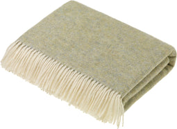 Plaid Visgraat Licht Naturel Groen (Light Sage) - Shetland Lamswol - 140x185 - Bronte by Moon Scotland