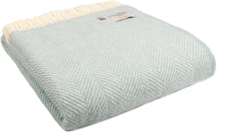 Plaid Visgraat Lichtblauw (Duck Egg) - 150x183 - Nieuw Wol - Tweedmill UK