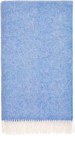 Plaid Visgraat Lichtblauw (Peacock) - Shetland Lamswol - 140x185 - Bronte by Moon Scotland