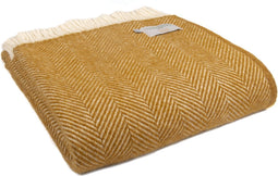 Plaid Visgraat Mosterd Geel (English Mustard) - 150x183 - Nieuw Wol - Tweedmill UK