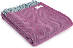 Plaid Visgraat Paars en Lichtblauw (Mulberry and Duck egg) - 150x183 - Nieuw Wol - Tweedmill UK