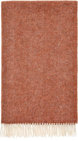 Plaid Visgraat Rood-Bruin (Brick) - Shetland Lamswol - 140x185 - Bronte by Moon Scotland