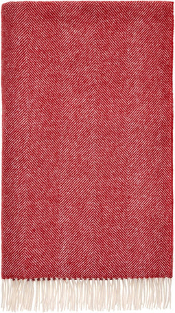 Plaid Visgraat Rood - Shetland Lamswol - 140x185 - Bronte by Moon Scotland