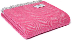 Plaid Visgraat Roze en Zilver - 150x183 - Nieuw Wol - Tweedmill UK