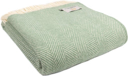 Plaid Visgraat Zee Groen - 150x183 - Nieuw Wol - Tweedmill UK