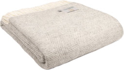 Plaid Visgraat Zilver Grijs - 150x183 - Nieuw Wol - Tweedmill UK