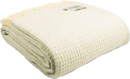 Plaid Waffle Wit Lichtblauw (Frost) - 140x240 - Nieuw Wol - Tweedmill UK