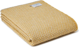 Plaid zonder franje Twill Mosterdgeel met Grijs - 140x200 - Nieuw Wol - Tweedmill UK
