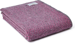 Plaid zonder franje Twill Roze met Grijs - 140x200 - Nieuw Wol - Tweedmill UK