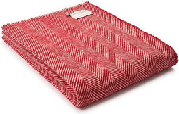 Plaid zonder franje Visgraat Rood (Red) - 140x200 - Nieuw Wol - Tweedmill UK