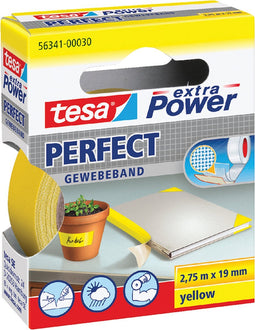 Plakband Tesa textiel 19mmx2.75m geel | 10 stuks