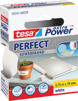 Plakband Tesa textiel 19mmx2.75m wit | 10 stuks