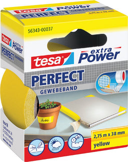 Plakband Tesa textiel 38mmx2.75m geel | 6 stuks