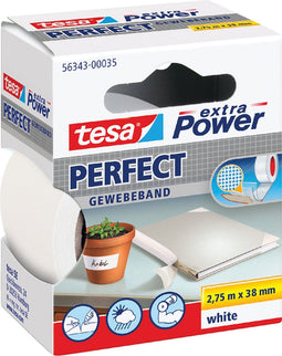 Plakband Tesa textiel 38mmx2.75m wit | 6 stuks