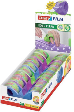 Plakbandhouder Tesa Eco mini roller met tape | 16 stuks