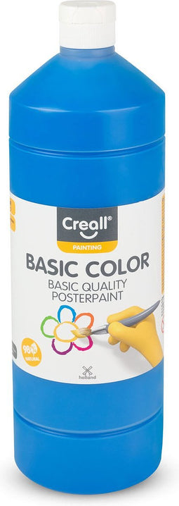 Plakkaatverf creall basic blauw 1000ml | Fles a 1000 milliliter