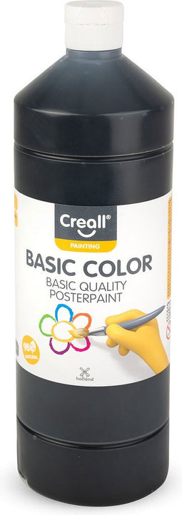 Plakkaatverf creall basic zwart 1000ml | Fles a 1000 milliliter
