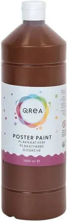 Plakkaatverf qrea donkerbruin 1000ml | Fles a 1000 milliliter | 6 stuks
