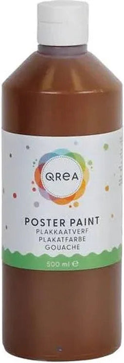 Plakkaatverf qrea donkerbruin 500ml | Fles a 500 milliliter | 6 stuks
