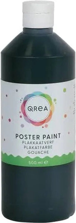 Plakkaatverf qrea zwart 500ml | Fles a 500 milliliter | 6 stuks