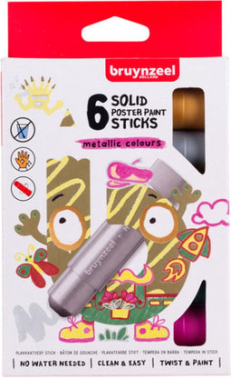 Plakkaatverf sticks bruynzeel 6 metallickleuren | Set a 6 stuk | 6 stuks