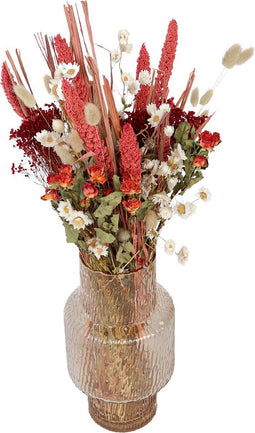 Plant in a Box - Boeket 'Lady in Red' - Droogbloemen - hoogte 55cm
