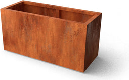 Plantenbak Artesa Cortenstaal 1500x300x800mm (LxBxH) - Materiaaldikte 2mm. Voorzien van verstevigingskokers aan de binnenkant. Voorzien van bodem met afwateringsgaten. Pootjes 15 mm hoog. Omplooi bovenrand 50mm.