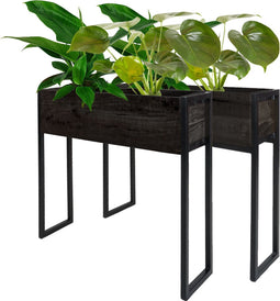 Plantenbak Faab Zwart Mangohout - Set van 2