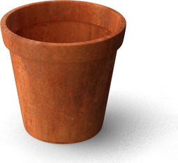 Plantenbak Vora Cortenstaal 600x400 (DiaxH) - Materiaaldikte 2mm. Voorzien van verstevigingskokers aan de binnenkant. Brede bovenrand. Voorzien van bodem met afwateringsgaten. Pootjes 15 mm hoog. Omplooi bovenrand 50mm.