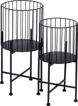 Plantenbakkenset 28 x 28 x 51 cm Zwart Metaal (2 Stuks)