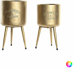 Plantenbakkenset DKD Home Decor 25,5 x 25,5 x 44 cm Metaal (2 Stuks)