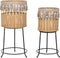 Plantenbakkenset DKD Home Decor 35 x 35 x 68 cm 31 x 31 x 68 cm Natuurlijk Zwart Metaal Bruin Bamboe 32 x 32 x 68 cm