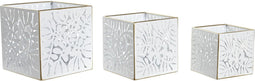 Plantenbakkenset DKD Home Decor Lakens Gouden Metaal 15 x 15 x 15 cm Wit Tropisch Blad van een plant