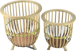 Plantenbakkenset DKD Home Decor Natuurlijk Lichtbruin Bamboe Stads (35 x 35 x 37 cm) - Plantenbakken - Planten - Bamboe