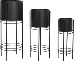 Plantenbakkenset DKD Home Decor Zwart Metaal 30 x 30 x 70 cm Stads