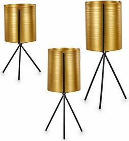 Plantenbakkenset Zwart Gouden Metaal (6 Stuks)