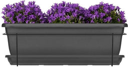 Plantenbakset met metalen steun en bakje - GARDEN ID Relax - Anth. 50 cm - Gerecycled en 100% recyclebaar - Volume voor planten