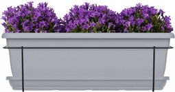 Plantenbakset met metalen steun en bakje - GARDEN ID Relax - Steengrijs 50 cm - Gerecycled en 100% recyclebaar