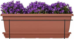 Plantenbakset met metalen steun en bakje - GARDEN ID Relax - Terra. 50 cm - Gerecycled en 100% recyclebaar - Volume voor planten