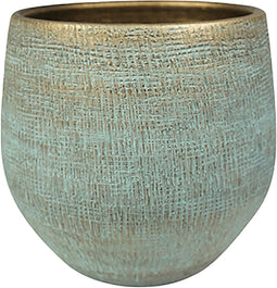 Plantenpot/bloempot in een strakke Modern design look shiny blauw Dia 31 cm en Hoogte 28 cm
