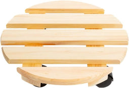 Plantenroller - Plantentrolley - Voor binnen en buiten - draagvermogen tot 80 kg - rond-vurenhout - 30x30cm