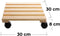 Plantenroller - Plantentrolley - Voor binnen en buiten - draagvermogen tot 80 kg - vierkant-vurenhout - 30x30cm