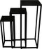 Plantenstandaard Verona - 35x35x90/30x30x75/25x25x60 - Zwart- Mangohout/ijzer
