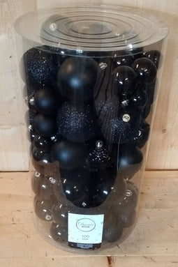 Plastic kerstballen 100 stuks zwart