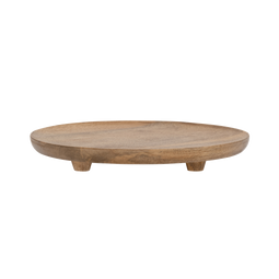 Plate on feet large, Golden Oak Brown / Mango Wood