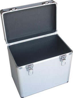 Platenkoffer voor 50 stuks 12 inch LP vinyl afsluitbaar zilver