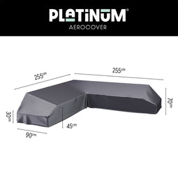 Platinum AeroCover - Loungebankhoes L-vorm - 255x255x90xH30/45/70cm - Ademend - Waterproof - Hoge kleurechtheid